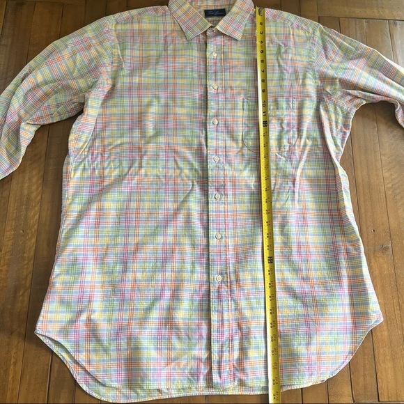 Tom James Plaid Pastels Custom Tailored Collared Button Down Dress Shirt - Picture 9 of 11